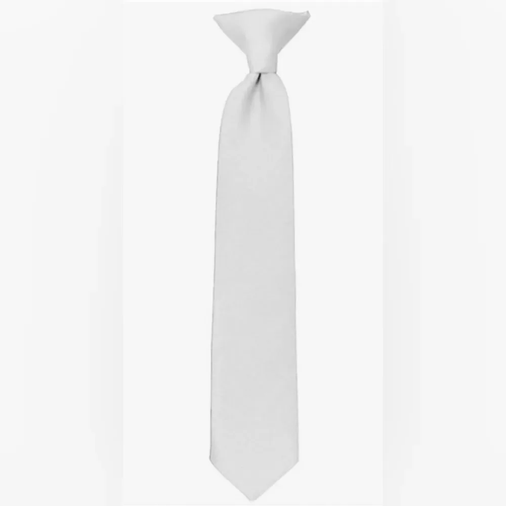 🩵Manzini Neckswear Collection White Pre-Tied Clip-on Tie Youth
